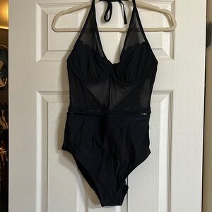 Black Halter One-Piece Swimsuit